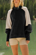 Trixiedress Mockneck Lantern Sleeves Color Block Sweatshirt