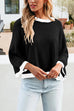 Trixiedress Crewneck Drop Shoulder Color Block Knit Sweater