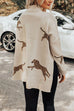 Trixiedress High Neck Side Slit Cheetah Pattern Sweater