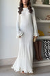 Trixiedress Bell Sleeves Back Lace-up Ruffle Trim Maxi Dress