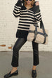 Trixiedress Turtleneck Zip Up Striped Pullover Sweater