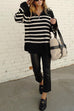 Trixiedress Turtleneck Zip Up Striped Pullover Sweater