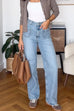 Distressed Straight Leg Pocketed Denim Pants