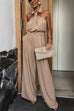 Trixiedress Collared Sleeveless Wide Leg Pocketed Jumpsuit