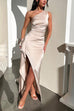 Trixiedress One Shoulder High Slit Satin Maxi Party Dress