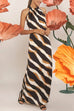 Trixiedress Tie Neck Sleeveless Color Block Printed Maxi Dress
