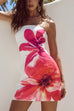 Trixiedress Strapless Tube Pocketed Lily Print Mini Dress