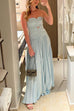 Trixiedress Strapless Tube Cut Out Pleated Maxi Swing Dress