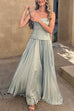 Trixiedress Strapless Tube Cut Out Pleated Maxi Swing Dress