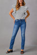 Trixiedress High Waist Straight Leg Stretchy Denim Pants