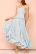 Trixiedress Strapless Tube Cut Out Pleated Maxi Swing Dress