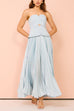 Trixiedress Strapless Tube Cut Out Pleated Maxi Swing Dress