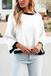 Trixiedress Crewneck Drop Shoulder Color Block Knit Sweater