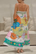 Trixiedress Spaghetti Strap High Waist Tropic Print Maxi Holiday Dress