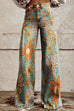Trixiedress Vintage Floral Print Wide Leg Pants