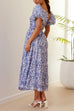 Trixiedress V Neck Twist Front Cut Out Waisted Floral Maxi Ruffle Dress