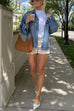 Trixiedress Vintage Button Down Pocketed Denim Jacket