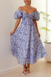 Trixiedress V Neck Twist Front Cut Out Waisted Floral Maxi Ruffle Dress