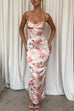 Trixiedress Floral Print Back Slit Bustier Maxi Sling Dress