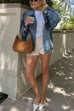 Trixiedress Vintage Button Down Pocketed Denim Jacket