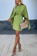 Trixiedress Open Back Batwing Sleeves Waisted Mini Dress