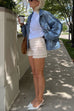 Trixiedress Vintage Button Down Pocketed Denim Jacket