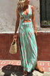 Trixiedress V Neck Sleeveless Cut Out Waist Side Slit Tie Dye Maxi Dress