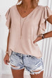 Trixiedress V Neck Flare Sleeve Solid Summer Top