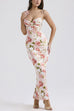 Trixiedress Floral Print Back Slit Bustier Maxi Sling Dress