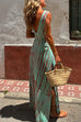 Trixiedress V Neck Sleeveless Cut Out Waist Side Slit Tie Dye Maxi Dress