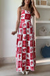 Trixiedress One Shoulder Ric Rac Trim Unique Print Maxi Cami Dress