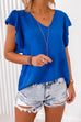 Trixiedress V Neck Flare Sleeve Solid Summer Top