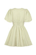 Trixiedress Deep V Neck Puff Sleeves Bow Knot Swing Dress