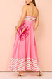 Trixiedress Backless Stripes Splice Floral Print Swing Maxi Cami Dress