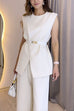 Trixiedress Chicest Cross Front Sleeveless Top Wide Leg Pants Suit Set