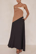 Trixiedress Strapless Color Block Pocketed Maxi Party Dress