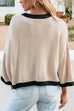 Trixiedress Crewneck Drop Shoulder Color Block Knit Sweater