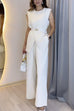 Trixiedress Chicest Cross Front Sleeveless Top Wide Leg Pants Suit Set