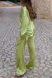 Trixiedress Long Sleeves Silk Blouse Shirt+Pants Set