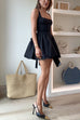 Trixiedress Square Neck Bow Knot Backless Mini Dress