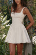 Trixiedress Square Neck Bow Knot Backless Mini Dress