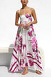 Trixiedress Spaghetti Strap High Waist Floral Print Swing Maxi Vacation Dress