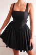 Trixiedress Square Neck Bow Knot Backless Mini Dress