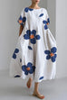 Trixiedress Printed Short Sleeves Pocketed A-line Midi Dress