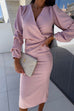 Trixiedress Wrap V Neck Long Sleeves Bodycon Midi Dress