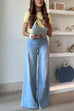 Distressed Wide Leg Flare Bottoms Splice Jeans