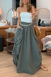 Trixiedress Side Drawstring Ruched Cotton Linen Baggy Maxi Skirt