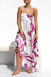 Trixiedress Spaghetti Strap High Waist Floral Print Swing Maxi Vacation Dress