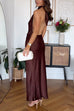 Trixiedress Halter Backless Satin Maxi Party Dress