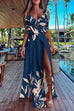 Trixiedress V Neck High Slit Maxi Cover Up Dress with Crop Cami Top Beach Set
